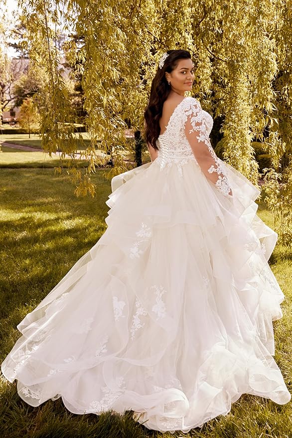 Plus Size Wedding Dresses for Bride Long Sleeve Wedding Bridal Gowns with Lace Appliques Off Shoulder Bride Dress