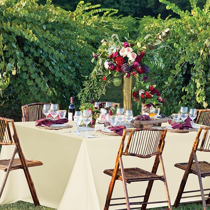 sancua Beige Tablecloths for 6 Foot Rectangle Tables, 8 Pack - Washable Polyester Fabric Table Cloth for Wedding Party, Birthday, Banquet Reception, 54x108 Inch
