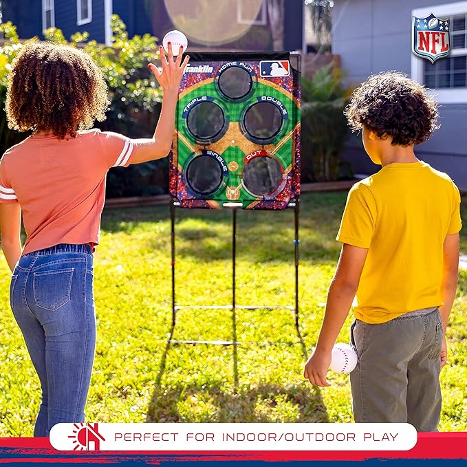 Franklin Sports Target Toss Games - Kids Football + Baseball Target Toss Games for Indoors + Outdoors - Fun Football + Baseball Throwing Games for Kids - Includes Targets + Mini Toy Balls