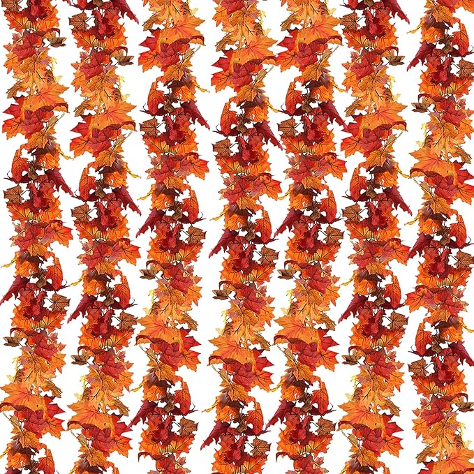 CQURE 14 Pack Fall Leaf Garland, Total 82.6Ft Artificial Fall Vines Autumn Garland Fall Maple Leaves Thanksgiving Decor for Home Wedding Fireplace Party