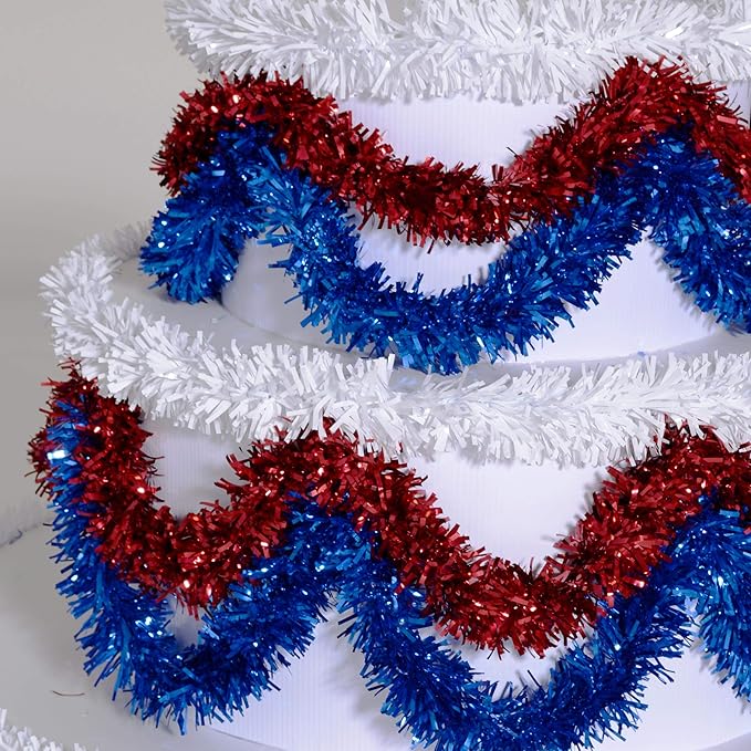 Anderson's 3-Tier Red, White & Blue Trim Pop-Out Cake, Life-Size Jumbo Prop for Surprise Entrances, Weddings, Birthdays, Holidays, Stage Reveals, Photo Ops – Includes Tools, Reusable, 46" x 50"