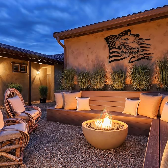 USA Bald Eagle Metal Wall Art, Large Eagle American Flag Metal Wall Decor, Fourth of July Independence Day Flag, Veteran Patriotic Gift for Home, Living Room, Office Sculptures, 4th July Day Gift (31.9" x 22.8" / 81 x 58 cm)