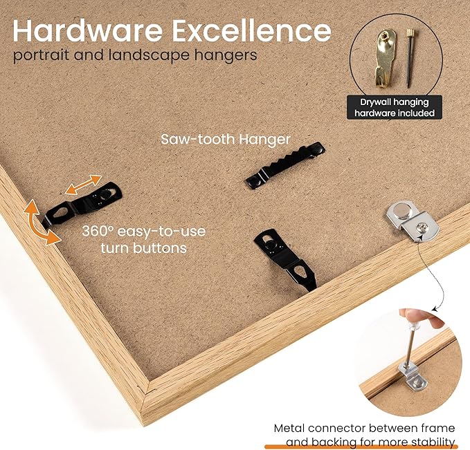 Axeman 26x32 Frame | Solid Oak Wood 26x32 Poster Frame With Mat for 22x28 | 32x26 Wood Picture Frame | Tempered Glass and Hanging Hardware Included Home Wall Decor Art Hanging Frame | Natural