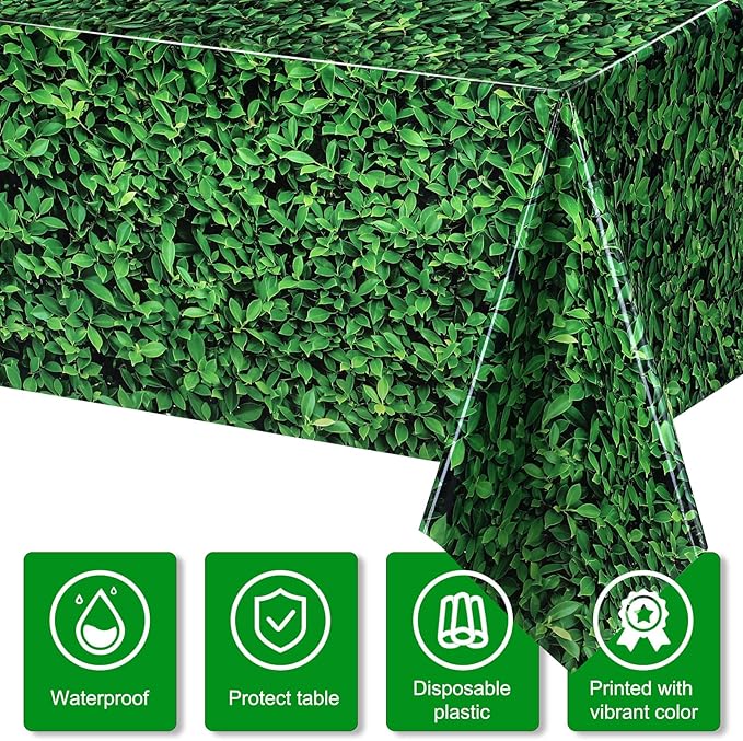 Tatuo 12 Pieces 54 x 108 Inches Jumbo Green Leaves Photography Leaf Backdrop 3D Waterproof Tree Leaves Background Photo Booth Prop Green Leaf Tablecloths for Baby Shower Birthday Party Decoration