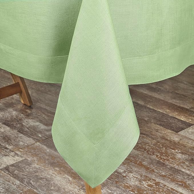 D'Moksha Homes Linen Tablecloth 60 x 108 Inch - 100% Pure Linen Sage Green Tablecloth for Rectangle Tables - Machine Washable Table Cloth for Spring, St Patricks Day, Easter