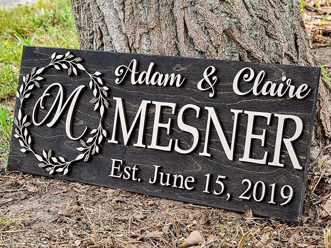 Last Name Sign | Custom Wood Sign | Established Sign | Personalized Wedding Gift | Wedding Sign | 3D Sign Family Name Sign Gift