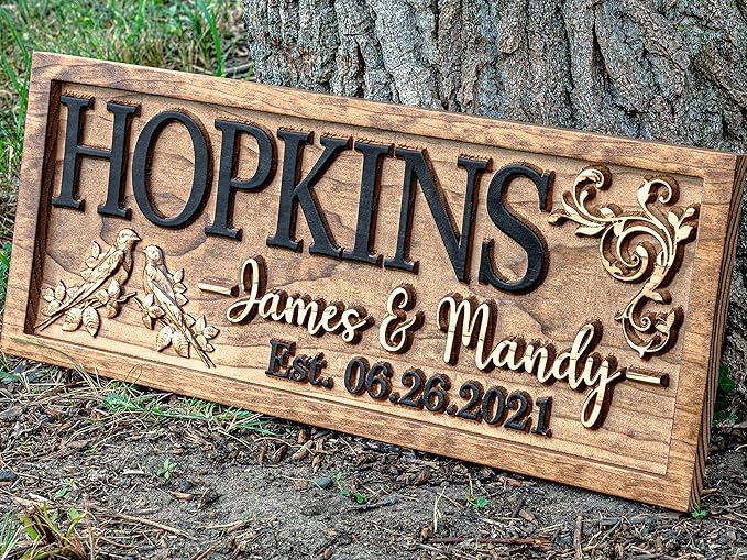 Rustic Wedding Decor | Personalized Wedding Gifts | Custom Wedding Signs | Last Name Sign | Love Bird Wall Art | Bridal Shower Sign | Wood Garden Sign | Wooden Garden Decor | Love Bird Art