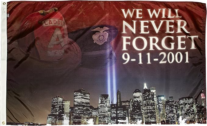 FlagSource Never Forget 9/11 Nylon Flag, Made in The USA, 3x5'