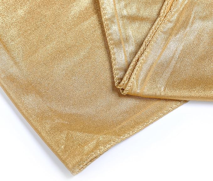VDS Pack of 150 PCS | Metallic Gold | Spandex Chair Sashes Bows without Buckle | Stretch Elastic Banquet Universal Folding Chair Band Tie with for Wedding Party Conference Celebration Event Decoration