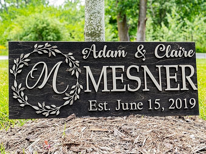 Last Name Sign | Custom Wood Sign | Established Sign | Personalized Wedding Gift | Wedding Sign | 3D Sign Family Name Sign Gift