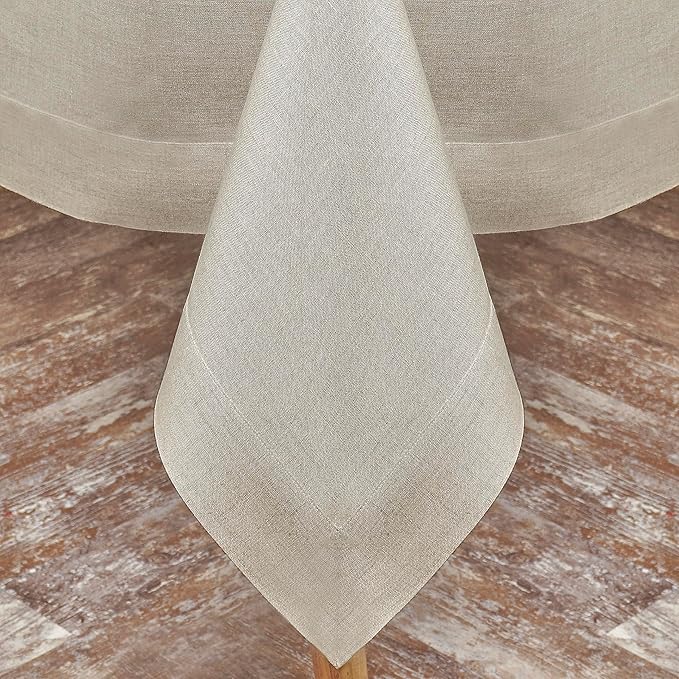 D'Moksha Homes Natural Linen Tablecloth 60 x 144 Inch - 100% Pure Linen Table Cloth for Rectangle Tables - Machine Washable Tablecloth for Valentines, Spring, Easter