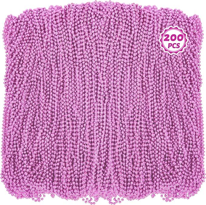 200PCS Mardi Gras Accessories, 33" Bead Necklace, Mardi Gras Beads, Party Costume Beads Parade Throws Bulk Party Favors Supplies Decor for Pirate Gender Birthday Wedding