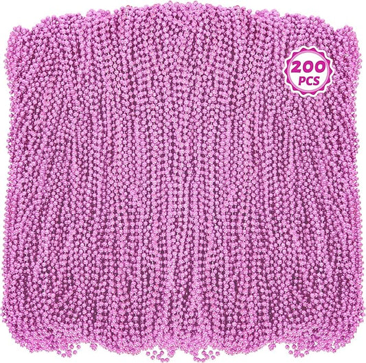 200PCS Mardi Gras Accessories, 33" Bead Necklace, Mardi Gras Beads, Party Costume Beads Parade Throws Bulk Party Favors Supplies Decor for Pirate Gender Birthday Wedding