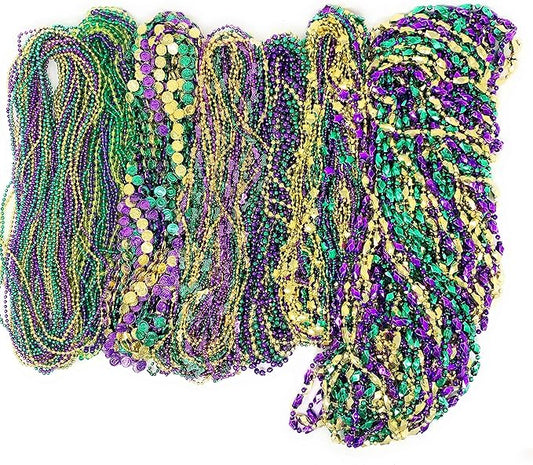 4E's Novelty Mardi Gras Beads Bulk (500 Pieces) Assorted Mardi Gras Beads Necklaces for adults & Kids - For Dress Up Accessories, Party Favors Supplies Decorations Parade Throws
