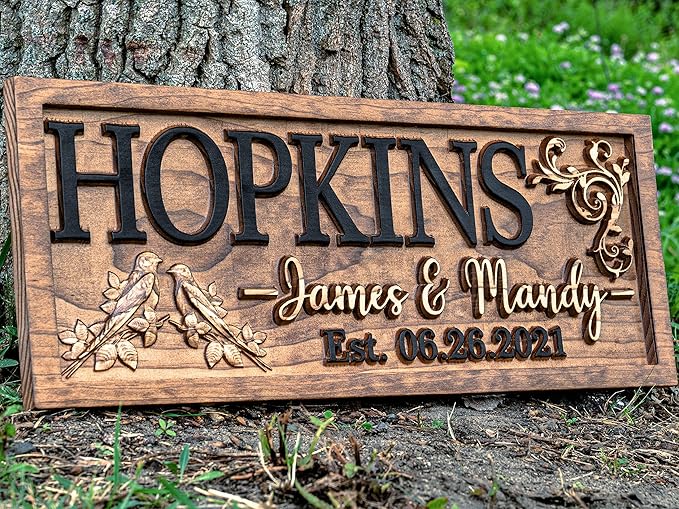 Rustic Wedding Decor | Personalized Wedding Gifts | Custom Wedding Signs | Last Name Sign | Love Bird Wall Art | Bridal Shower Sign | Wood Garden Sign | Wooden Garden Decor | Love Bird Art