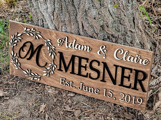 Family Name Sign | Last Name Sign | Custom Wood Sign | Established Sign | Personalized Wedding Gift | Wedding Sign 3D Sign Gift